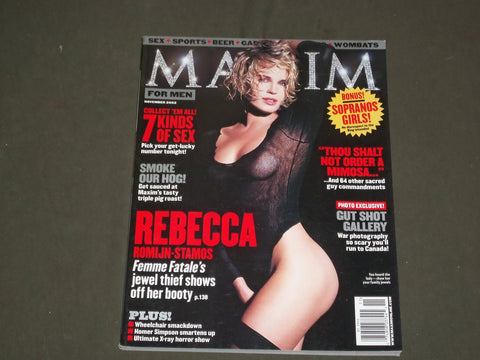 2002 NOVEMBER MAXIM MAGAZINE - REBECCA ROMIJN-STAMOS COVER - B 3798