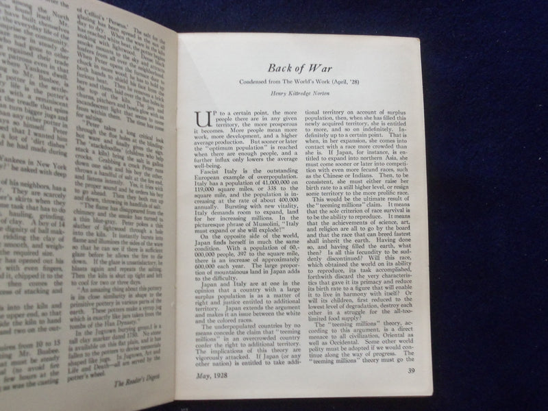 1928 MAY THE READER'S DIGEST SOFTCOVER BOOK - NUMBER 73 - J 8434