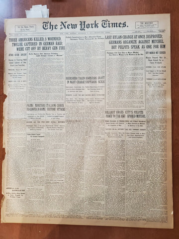 1917 NOVEMBER 5 NEW YORK TIMES - THREE AMERICANS KILLED IN GERMAN RAID - NT 8061