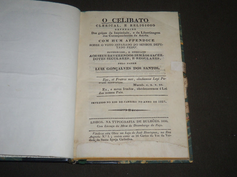 1830 O CELIBATO BY PADRE LUIS GONCALVES DOS SANTOS PORTUGUESE BOOK - KD 4053