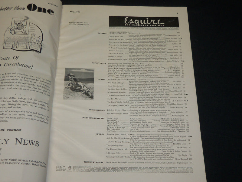 1942 MAY ESQUIRE MAGAZINE - VARGA ILLUSTRATION - NICE COVER & ADS - ST 5703