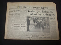 1963 DEC 11 BELOIT DAILY NEWS NEWSPAPER - SINATRA JR. RELEASED, UNHURT - NP 8055