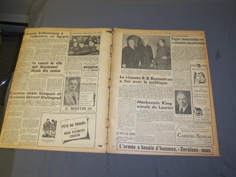 1942 SEP 5 LA PATRIE NEWSPAPER-L'ARMEE BRITANNIQUE A L'OFFENSIVE ENEGYPTE-FR2120