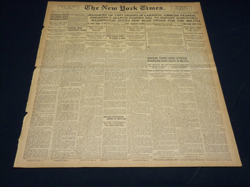 1916 JUNE 24 NEW YORK TIMES - MASSACRE OF TWO TROOPS IN CARRIZAL AMBUSH- NT 8623