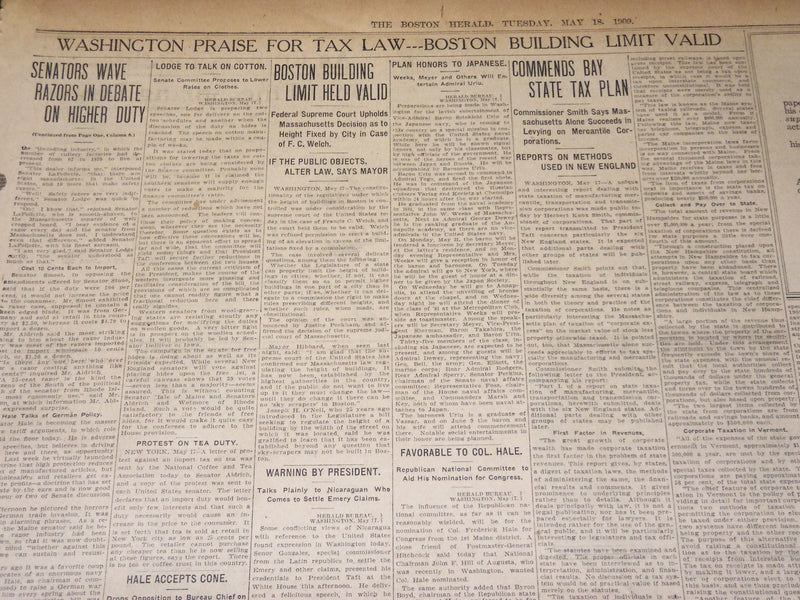 1909 MAY 18 THE BOSTON HERALD - DR. ELOT RETIRES LOWELL PRESIDENT - BH 403