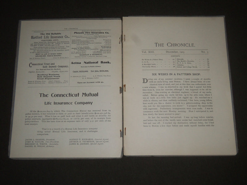 1903 DEC THE CHRONICLE MAGAZINE - HARTFORD PUBLIC HIGH SCHOOL - J 2338