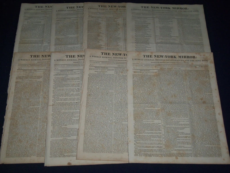 1832-1833 THE NEW YORK MIRROR NEWSPAPER LOT OF 19 - NICE ARTICLES - NP 1510