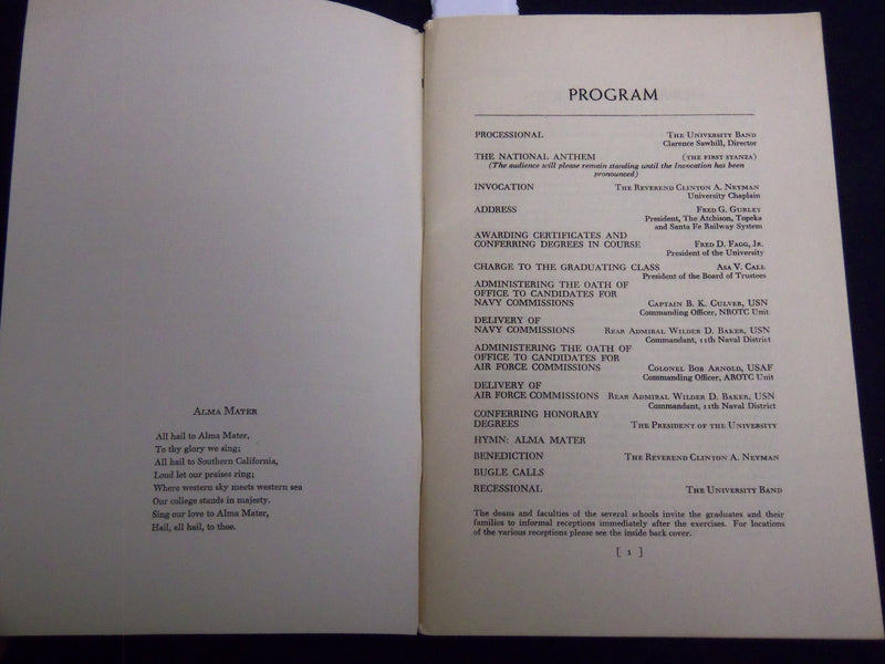 1950 UNIVERSITY OF SOUTHERN CALIFORNIA ANNUAL COMMENCEMENT PROGRAM - J 8799