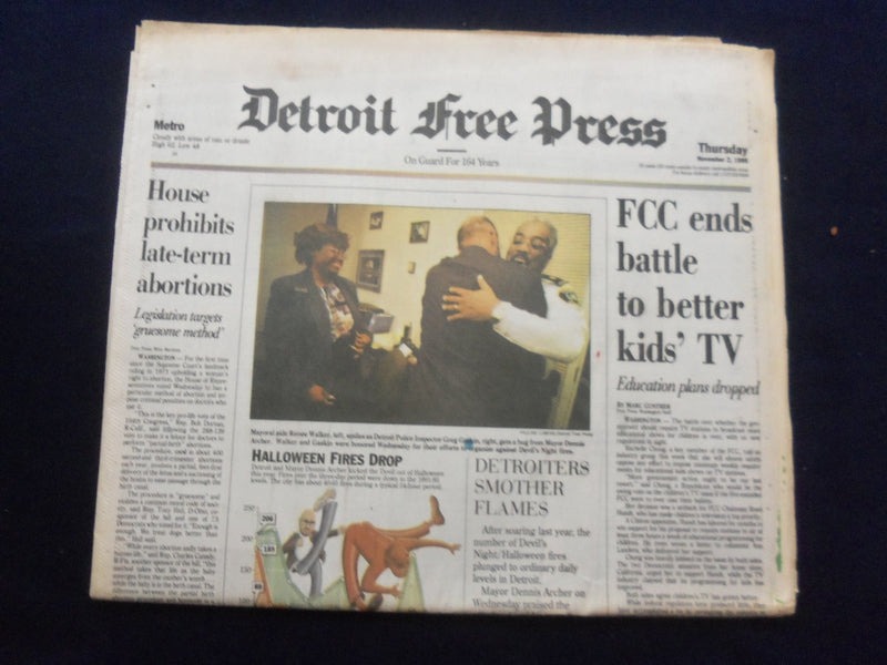 1995 NOV 2 DETROIT FREE PRESS NEWSPAPER -HOUSE PROHIBITS LATE ABORTIONS- NP 7255