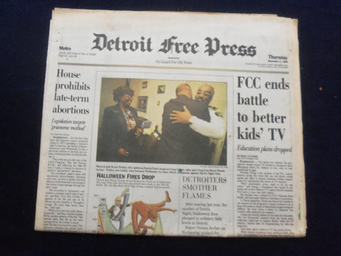 1995 NOV 2 DETROIT FREE PRESS NEWSPAPER -HOUSE PROHIBITS LATE ABORTIONS- NP 7255
