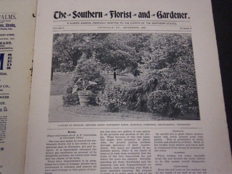 1895-1896 SOUTHERN FLORIST AND GARDENER MAGAZINE LOT OF 6 - LOUISVILLE - O 40