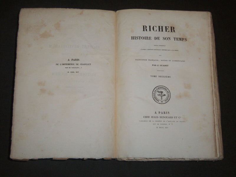 1845 RICHER HISTOIRE DE SON TEMPS BY J. GUADET FRENCH TOME DEUXIEME - KD 36