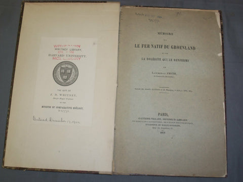 1879 MEMOIRE SUR LE FER NATIF DU GROENLAND - FRENCH TEXT - J 4867