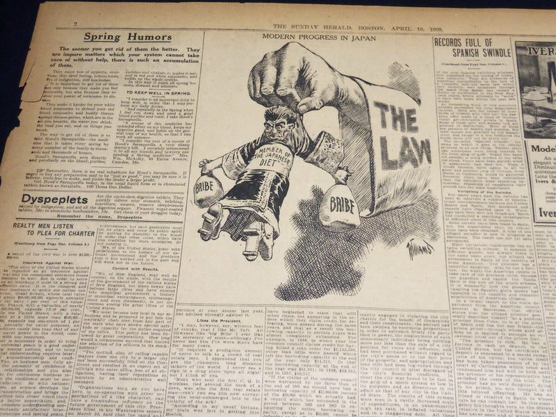 1909 APRIL 18 THE BOSTON HERALD - TAFT ENJOYS FIRST ROAST OF HIS TERM - BH 390