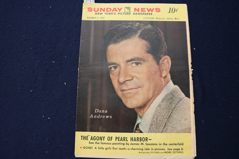 1953 DEC 6 SUNDAY NEWS PICTURE NEWSPAPER - DANA ANDREWS - PEARL HARBOR - E 22782