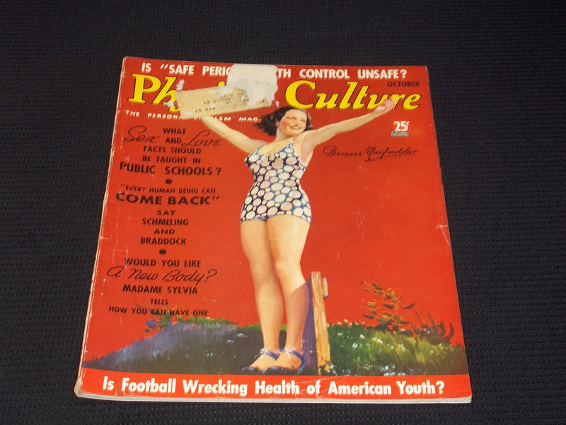 1936 OCTOBER PHYSICAL CULTURE MAGAZINE NICE EXERCISE WORKOUT ISSUE - E 3740