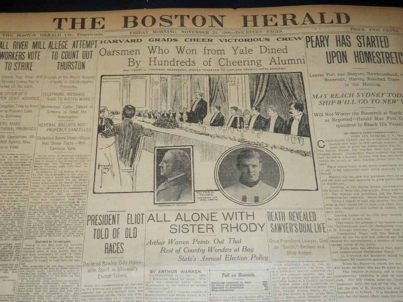 1906 NOVEMBER 23 THE BOSTON HERALD - HARVARD OASMEN DINE WITH ALUMNI - BH 128
