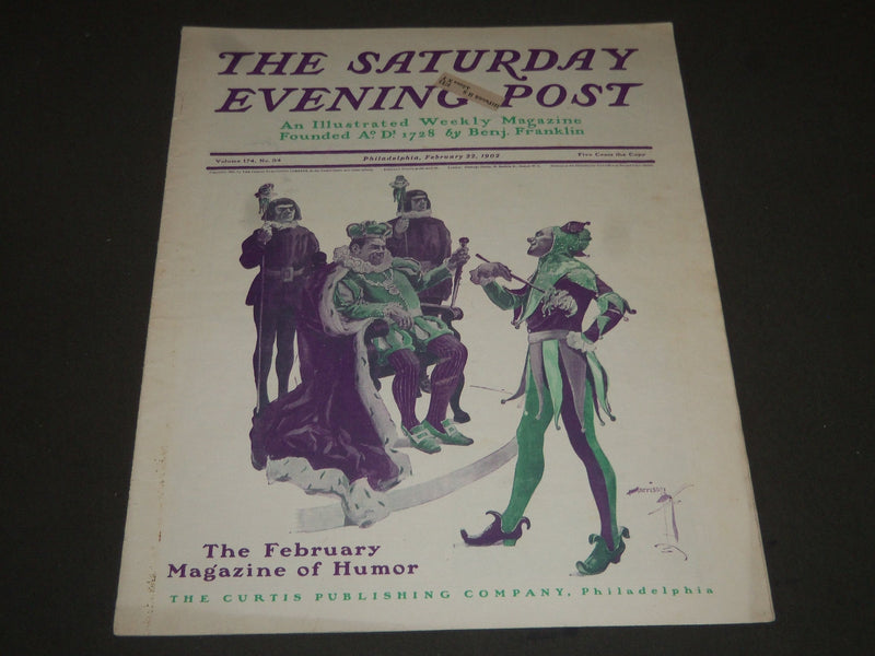 1902 FEB 22 THE SATURDAY EVENING POST MAGAZINE - HARRISON FISHER COVER - SP 1030
