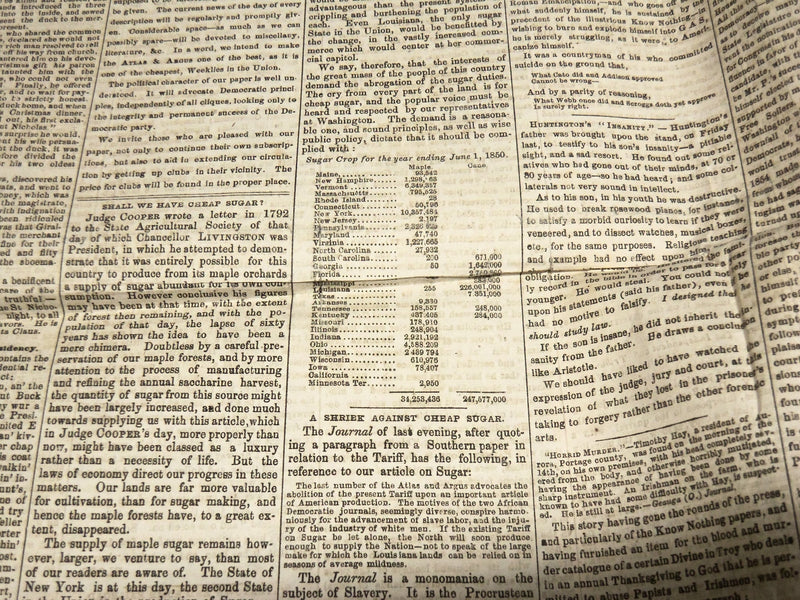 1856 DEC 27 THE ATLAS & ARGUS NEWSPAPER -PRESIDENTIAL ELECTION RESULTS- NP 3877C