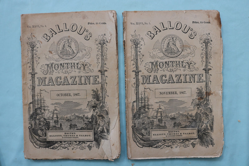 1860-1867 BALLOU'S MONTHLY MAGAZINE - LOT OF 9 - O 3978