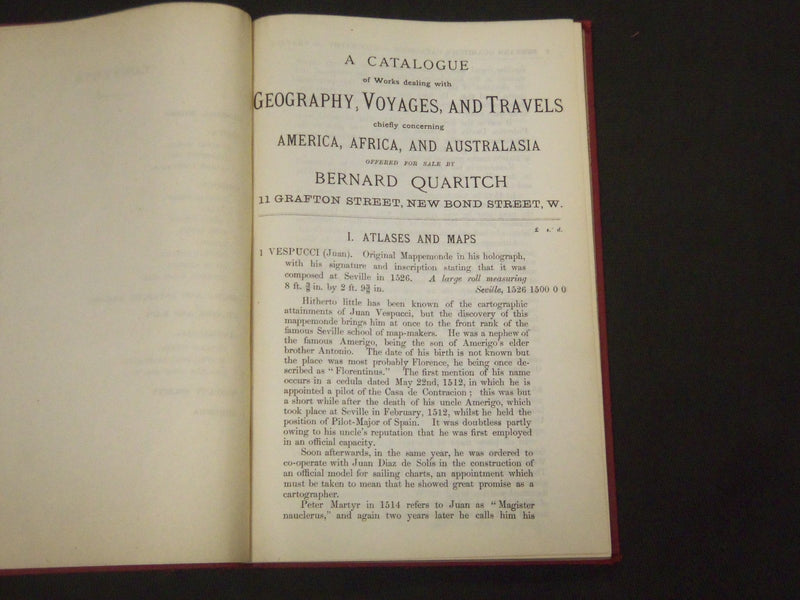 1915 A CATALOGUE OF GEOGRAPHY VOYAGES & TRAVELS QUARITCH BOUND - KD 2091