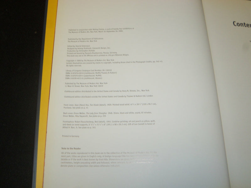 2000 MAKING CHOICES HARDCOVER BOOK BY PETER GALASSI - MODERN ART - I 1787
