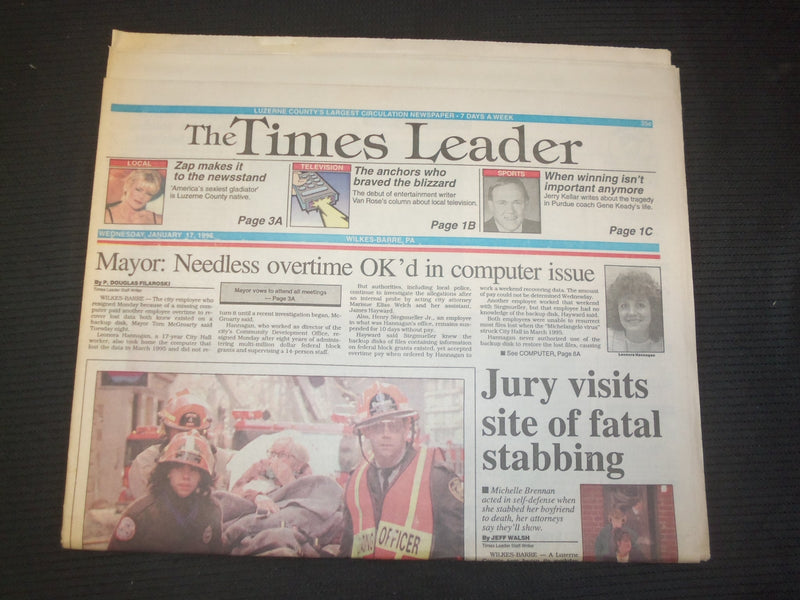 1996 JAN 17 WILKES-BARRE TIMES LEADER-JURY VISITS SITE OF FATAL STABBING-NP 7606