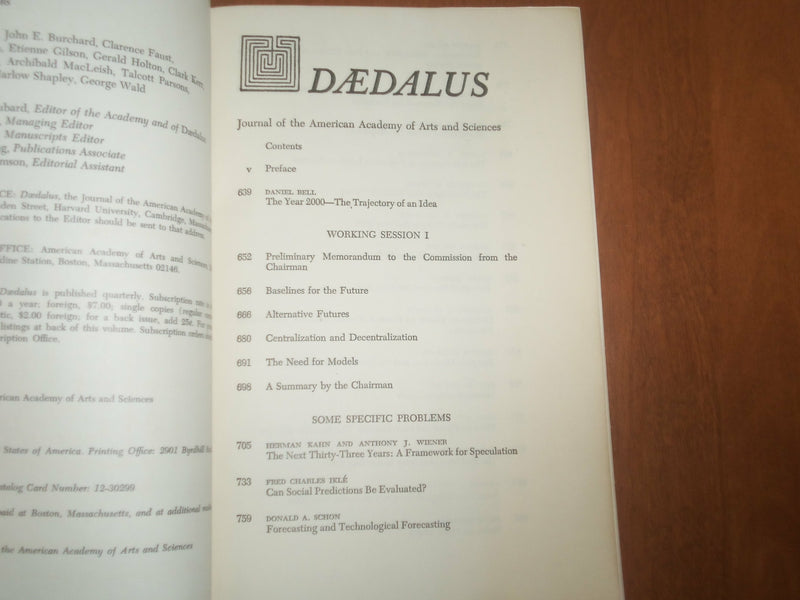 1967 SUMMER DAEDALUS - TOWARD THE YEAR 2000 - KD 6697