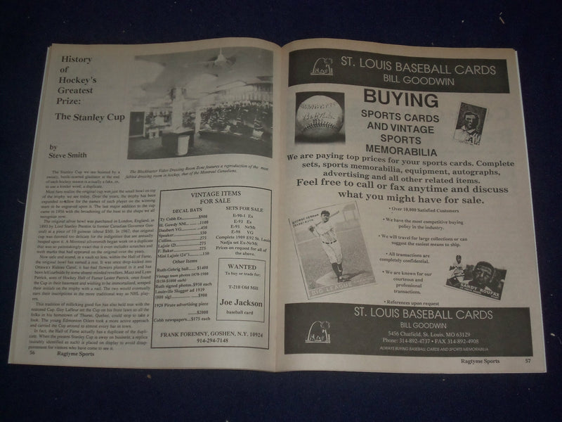 1998 JANUARY RAGTYME SPORTS MAGAZINE - ISSUE NO. 1 - STAN MUSIAL - ST 6817