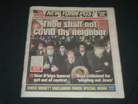 2020 APRIL 30 NEW YORK POST NEWSPAPER - BLAS CRITICIZED FOR SINGLING OUT JEWS