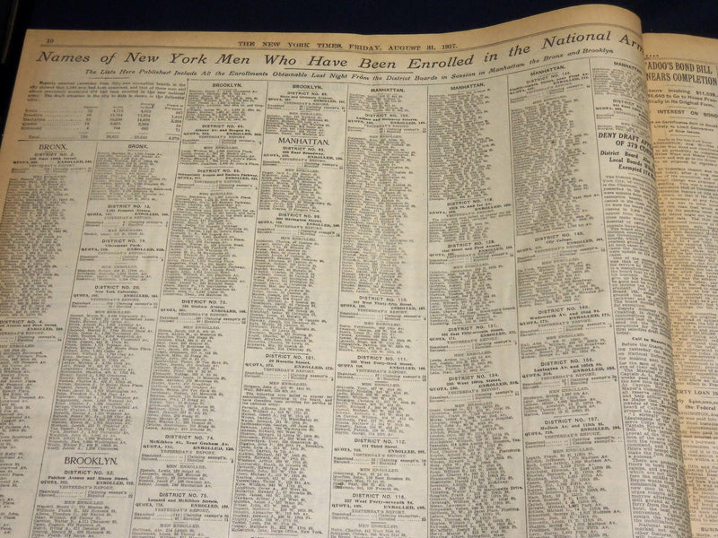 1917 AUGUST 31 NEW YORK TIMES - MEDICAL STUDENTS EXEMPT FROM DRAFT - NT 8515