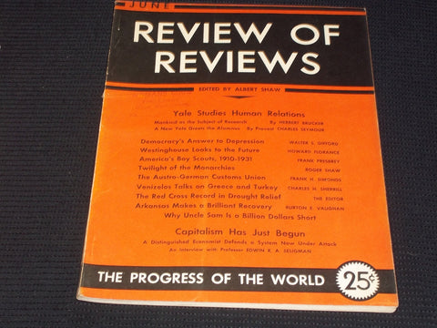 1931 JUNE REVIEW OF REVIEWS MAGAZINE - HUMAN RELATIONS YALE FRONT COVER - E 6351