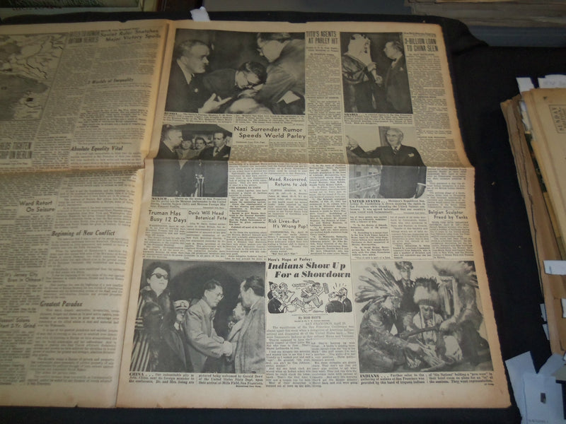 1945 APRIL 29 NY JOURNAL AMERICAN NEWSPAPER -TRUMAN DENIES PEACE RUMORS- NP 3510