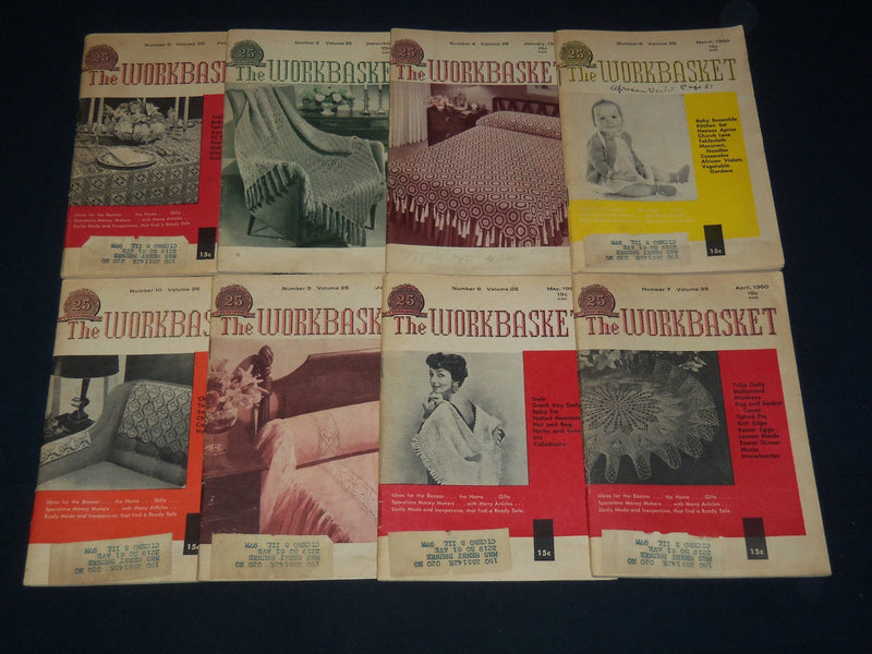 1959-1960 THE WORKBASKET MAGAZINE LOT OF 8 ISSUES - NICE ADS - K 2082