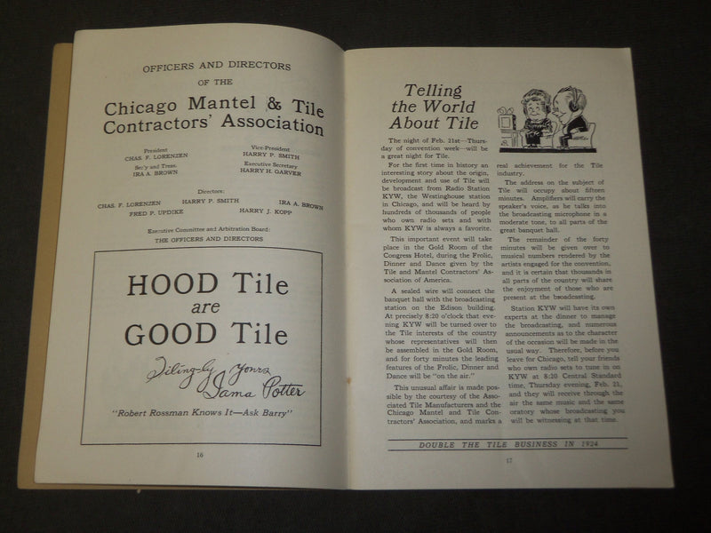 1924 FEBRUARY THE TILE & MANTEL CONTRACTORS 21ST CONVENTION PROGRAM - J 3490