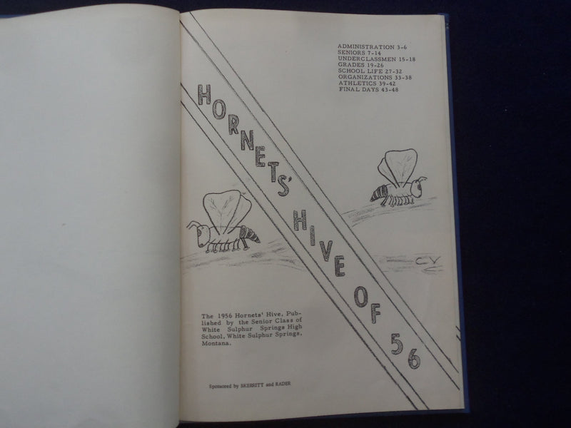1956 THE HORNETS' HIVE WHITE SULPHUR SPRINGS (MT) HIGH SCHOOL YEARBOOK - YB 3225