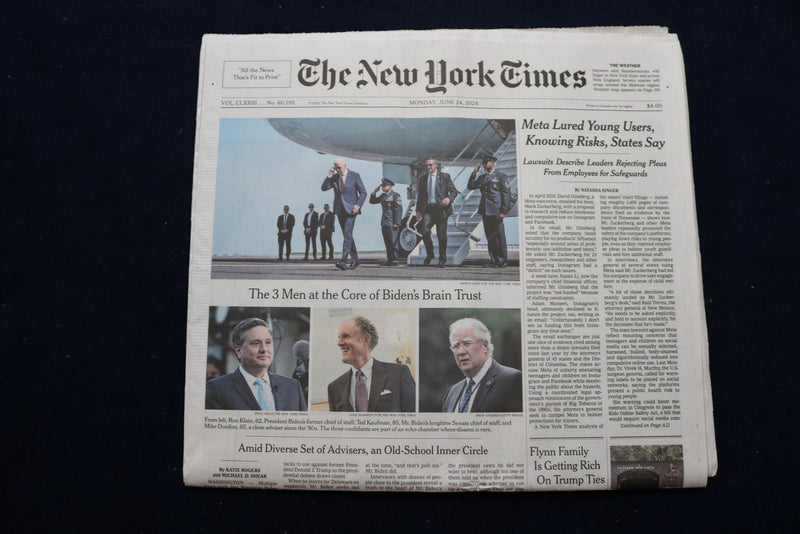 2024 JUNE 24 NEW YORK TIMES - META LURED YOUNG USERS, KNOWING RISKS, STATE SAYS
