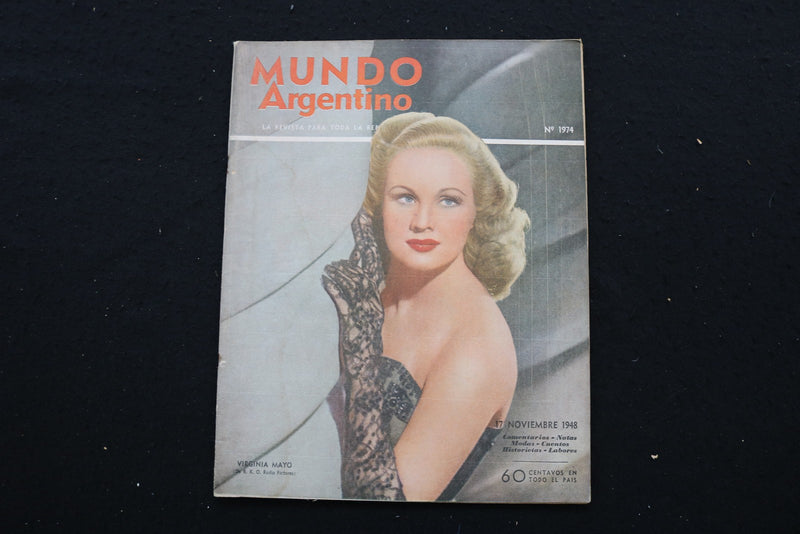 1948 NOVEMBER MUNDO ARGENTINO MAGAZINE - VIRGINIA MAYO COVER - E 25127