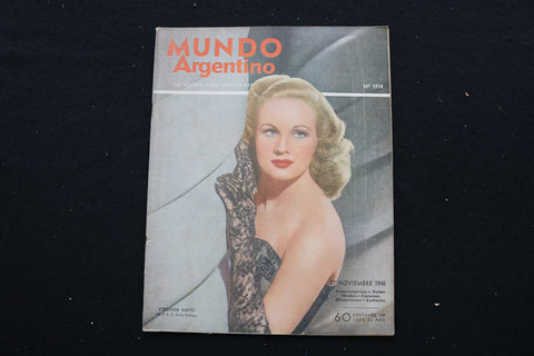 1948 NOVEMBER MUNDO ARGENTINO MAGAZINE - VIRGINIA MAYO COVER - E 25127