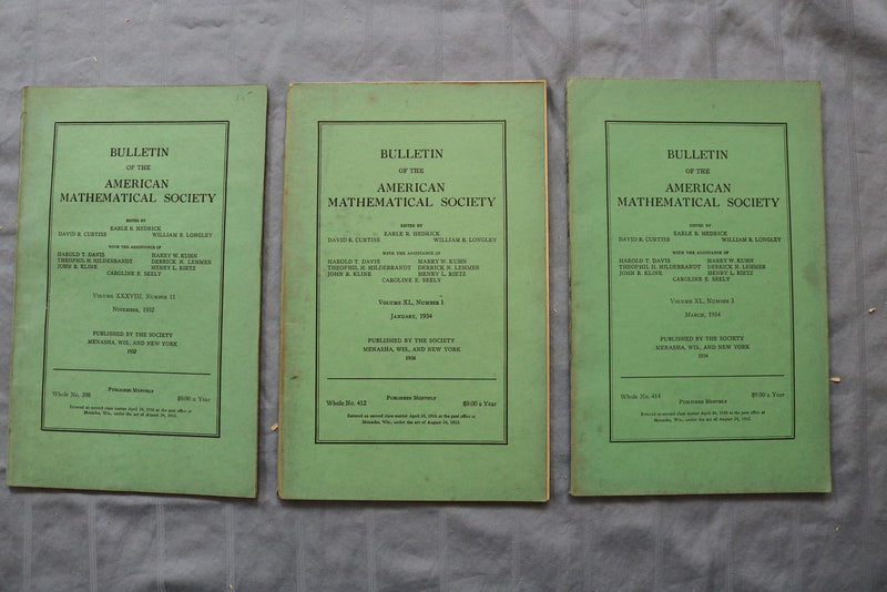 1932-1937 BULLETIN OF THE AMERICAN MATHEMATICAL SOCIETY - LOT OF 18 - O 3899