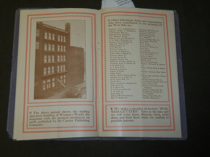 1909 THE GREAT WEST SIDE PROGRAM - CURRIER PRINTING COMPANY - CHICAGO - J 3708
