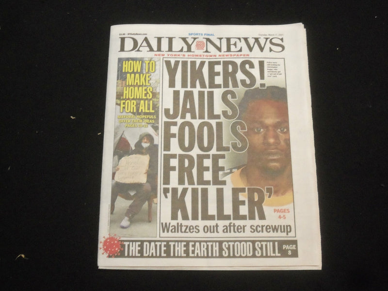 2021 MARCH 11 NEW YORK DAILY NEWS NEWSPAPER - 1 YEAR SINCE VIRUS BECAME REALITY