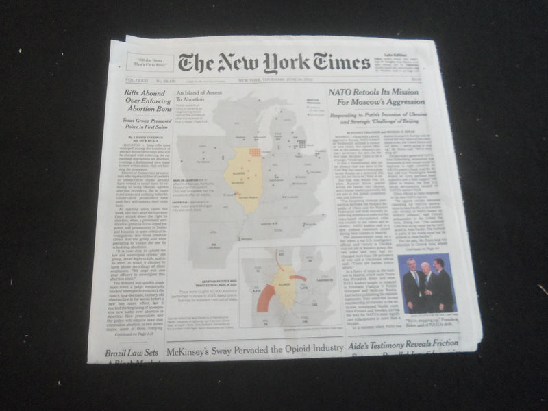2022 JUNE 30 NEW YORK TIMES - NATO RETOOLS ITS MISSION FOR MOSCOW'S AGRESSION