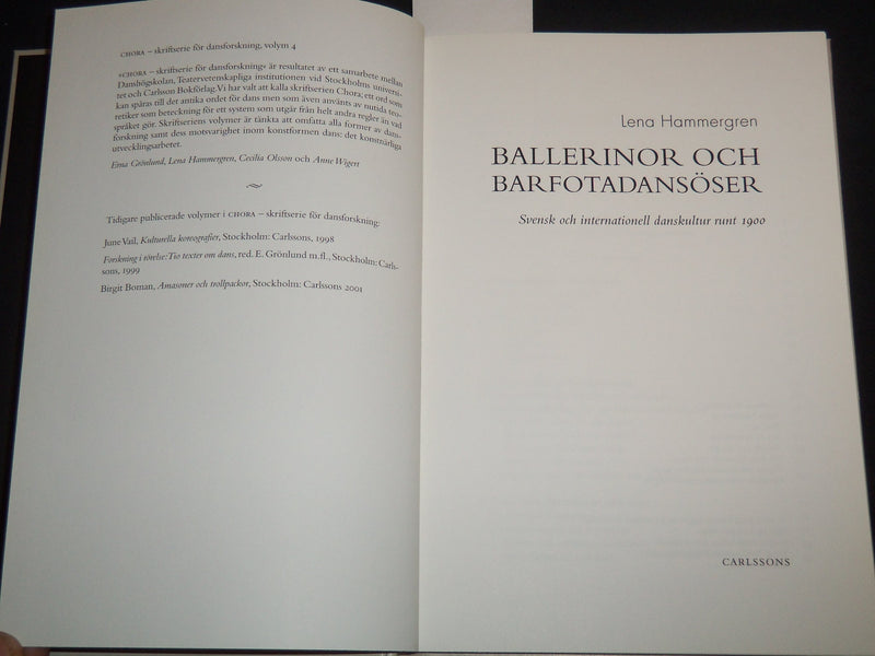 2002 BALLERINOR OCH BARFOTADANSOSER BOOK BY LENA HAMMERGREN - KD 5980H