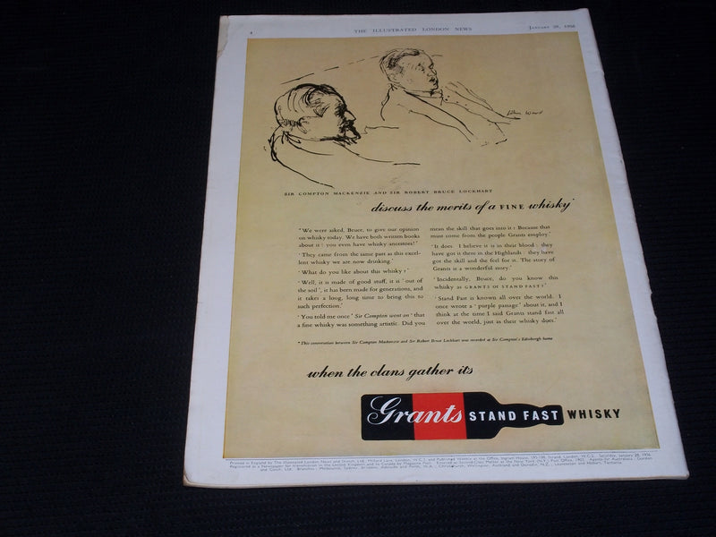 1956 JANUARY 28 ILLUSTRATED LONDON NEWS MAGAZINE NICE COVERS & ADS - E 4243