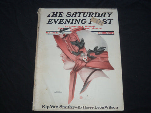 1913 SEPTEMBER 27 THE SATURDAY EVENING POST MAGAZINE - ILLUSTRATED COVER -SP 645