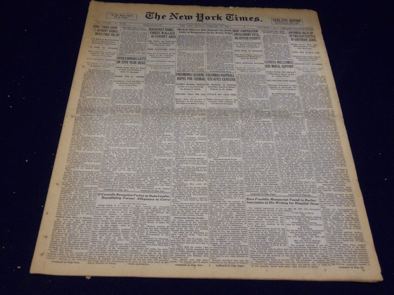 1933 FEBRUARY 27 NEW YORK TIMES - OPERA HONORS GATTI - NT 4163