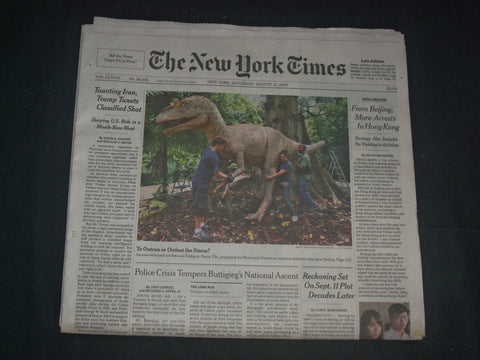 2019 AUGUST 31 NEW YORK TIMES - TAUNTING IRAN, TRUMP TWEETS CLASSIFIED SHOT