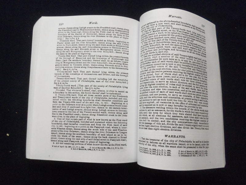 PHILADELPHIA LAWS AND ORDINANCES 1867 DIGEST REPRINT SOFTCOVER BOOK - KD 8500