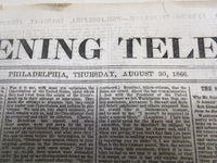 1866 THE EVENING TELEGRAPH NEWSPAPER LOT OF 11 - NICE ADVERTISEMENTS - NP 1439